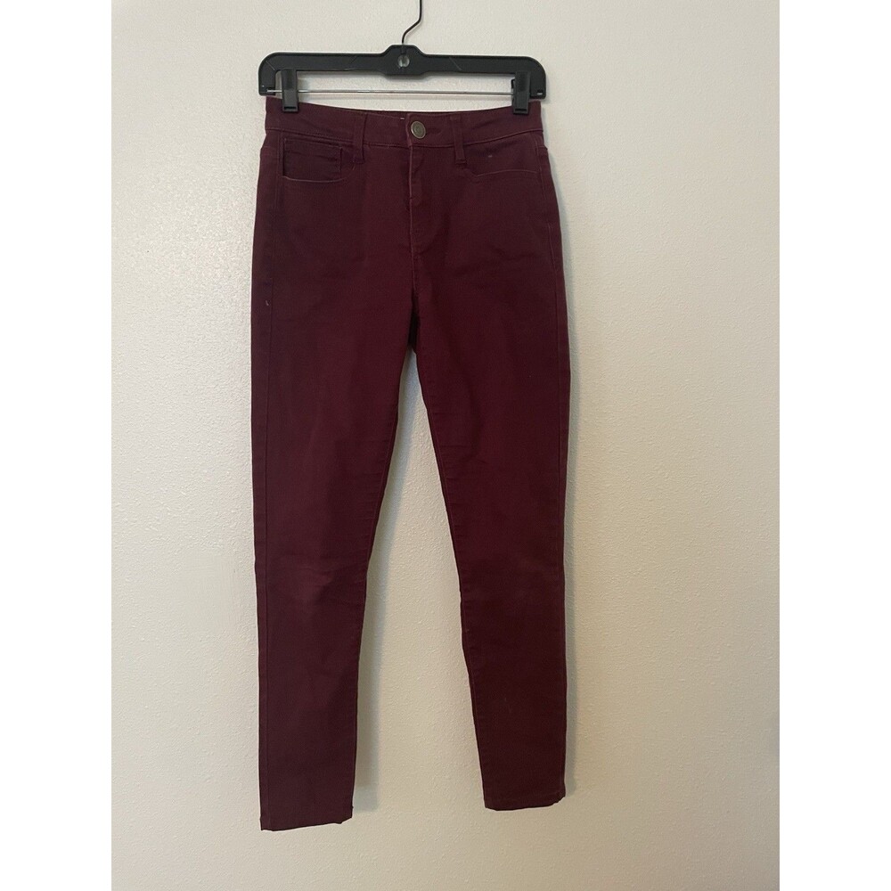 SO womens high rise jegging juniors size 3 stretch Maroon solid skinny